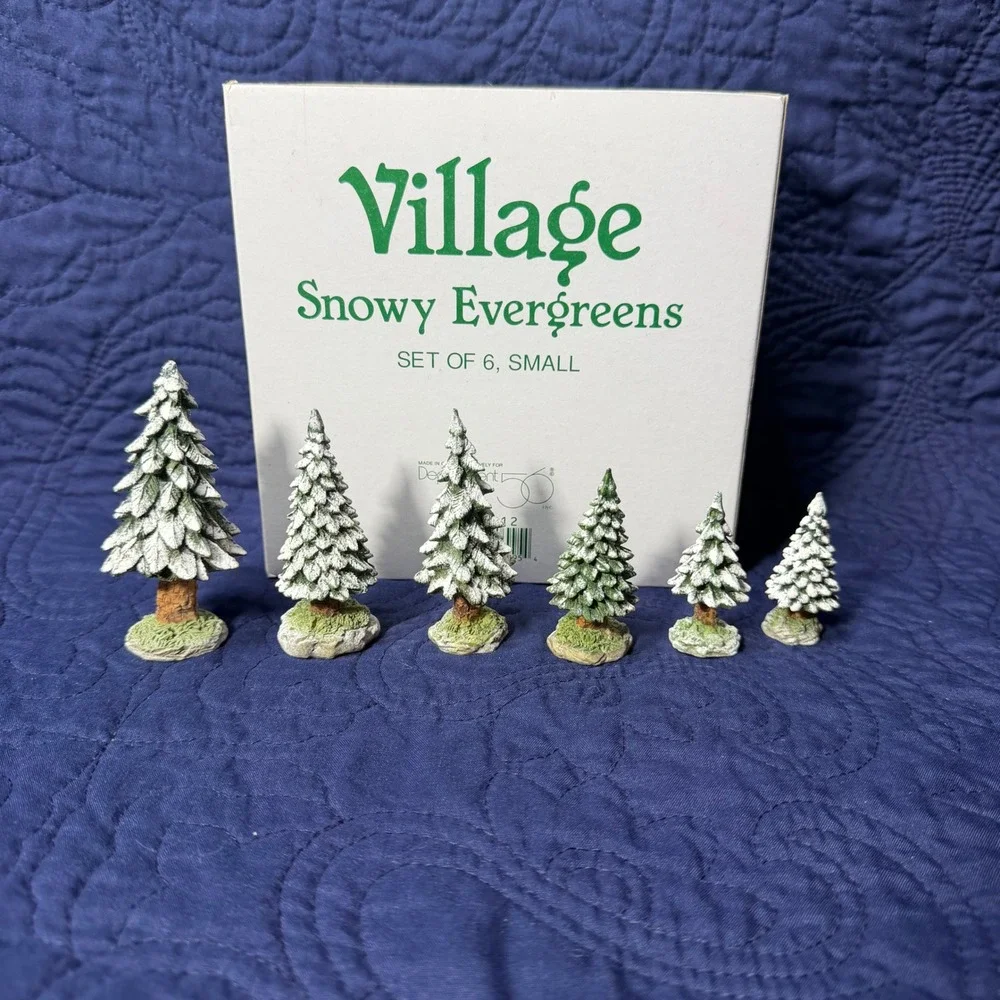 Department 56 Village Snowy Evergreens Set of 6 Small Frosted Christmas Trees